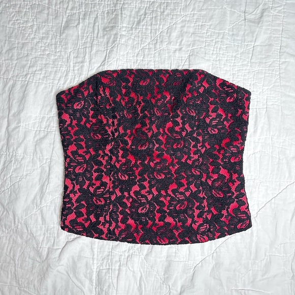 Pinky and me corset zipper red and black lace - Picture 4 of 7